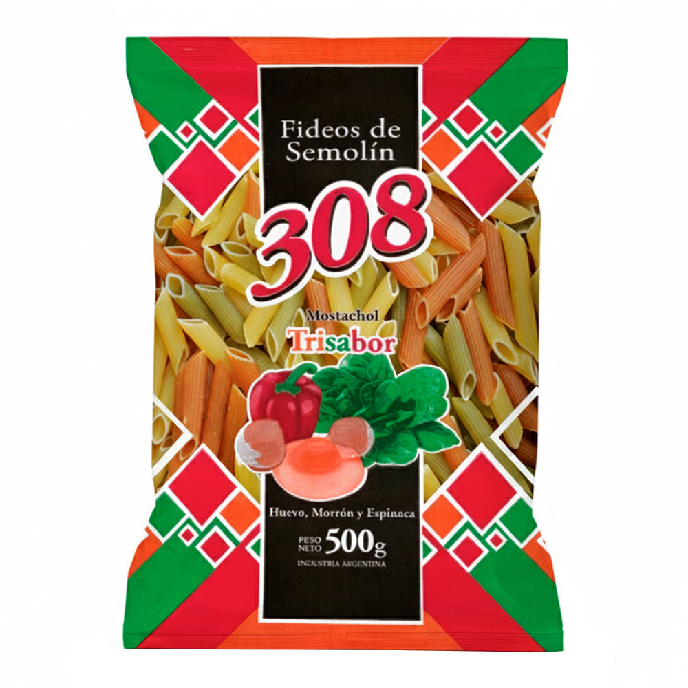 Fideos De Semolin 308 Mostacholes Trisabor 500 G