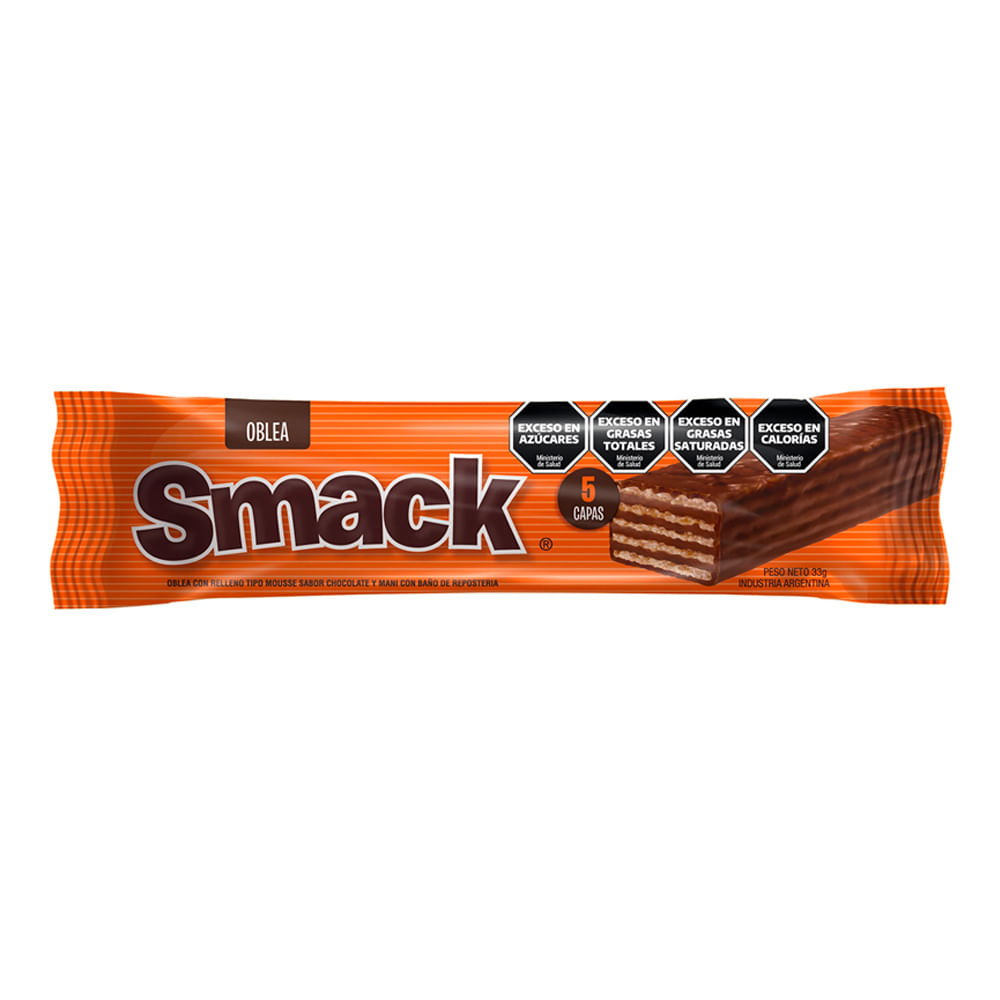 Oblea Rellena Smack Bañada De Chocolate Y Mani 33 G