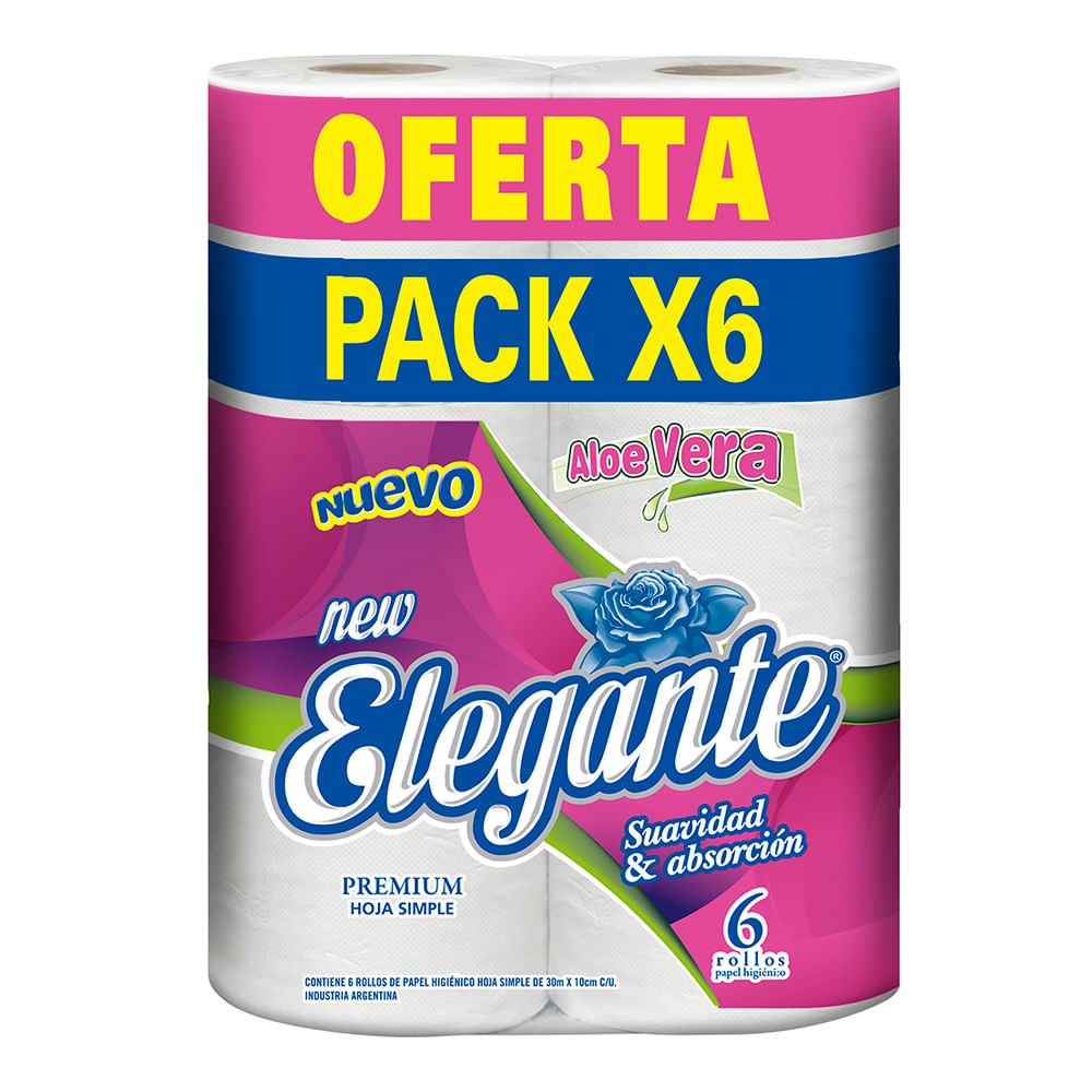 Papel Higiénico Elegante Aloe Vera 6x30mts