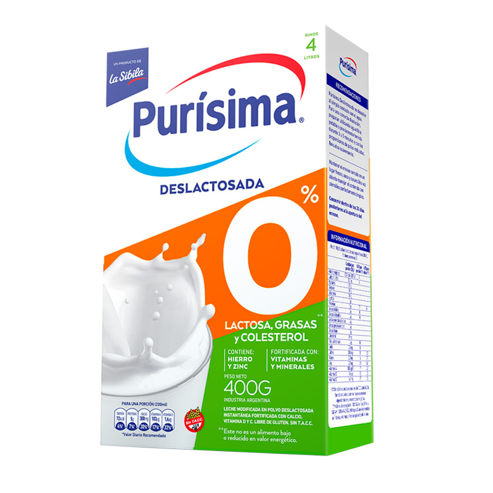 Leche En Polvo Purísima Deslactosada 400 G