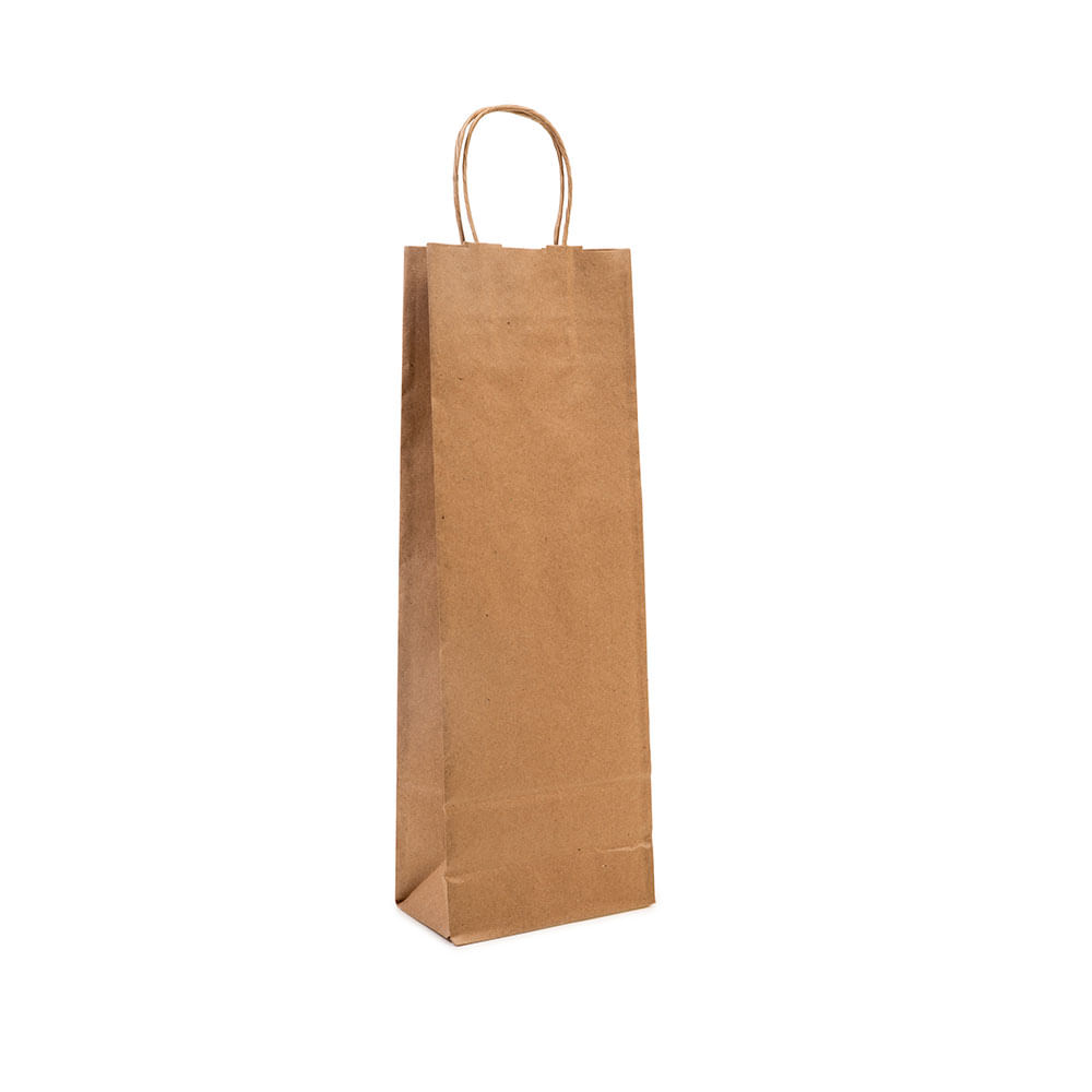 Bolsa De Papel Para Regalo Marrón P/Vino 750ml 14x40cm