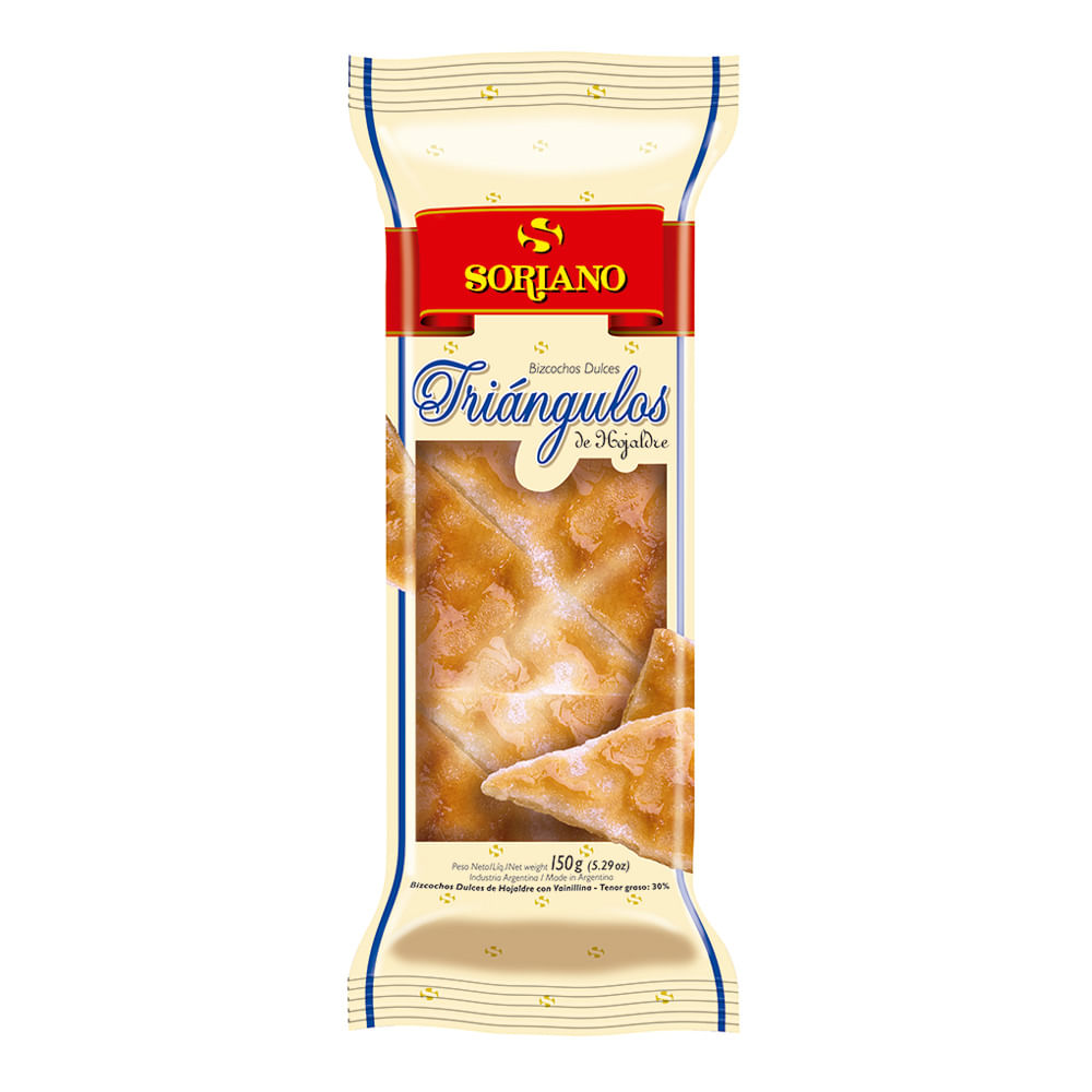 Galletitas Soriano hojaldre dulces triángulos 150 g.