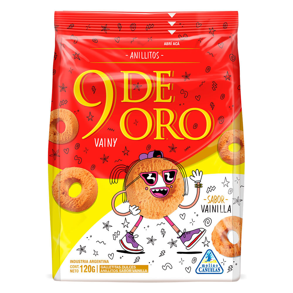 Galletitas Dulces 9 De Oro Anillitos Vainilla 120 G