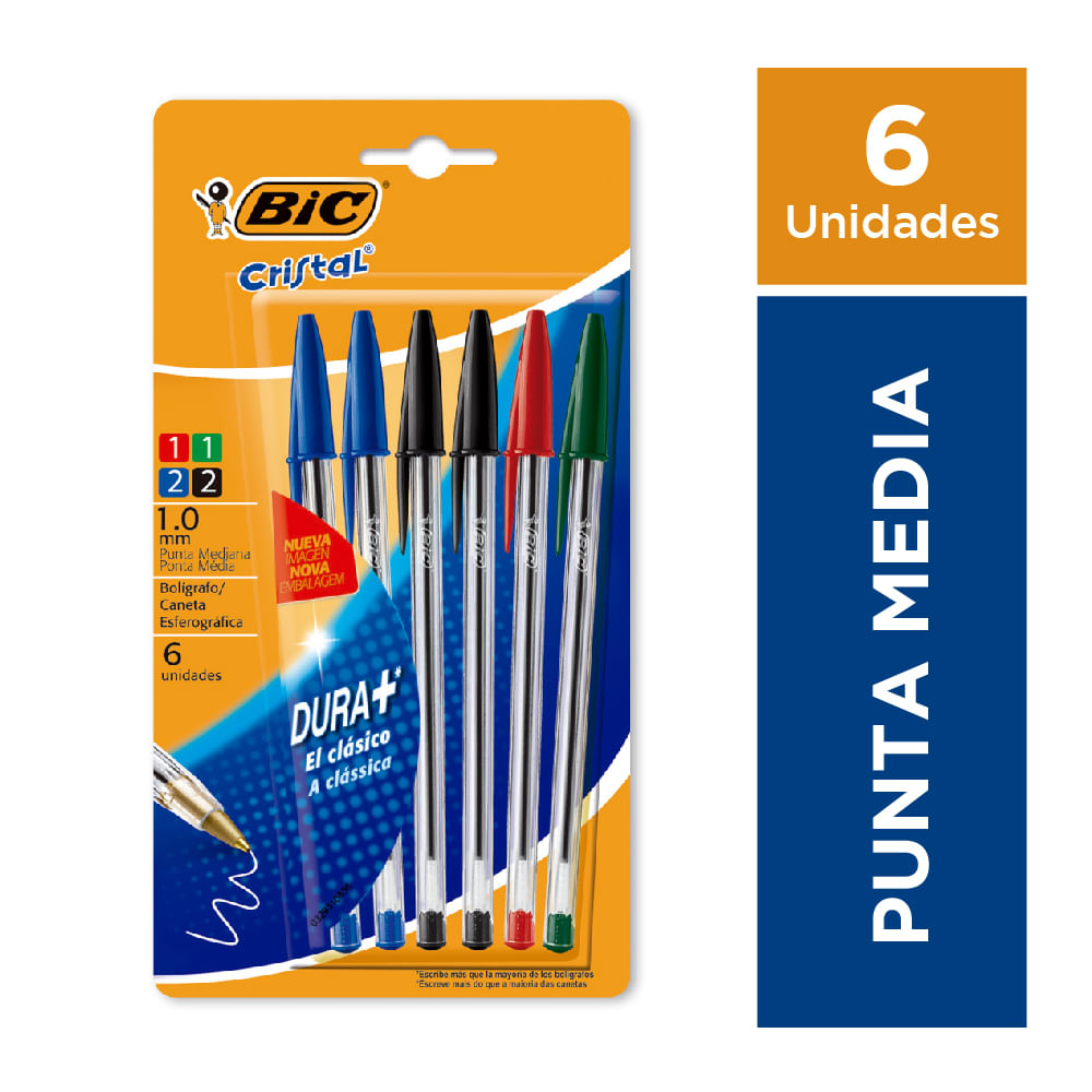 Boligrafo Cristal Surtido Blister Bic 6u