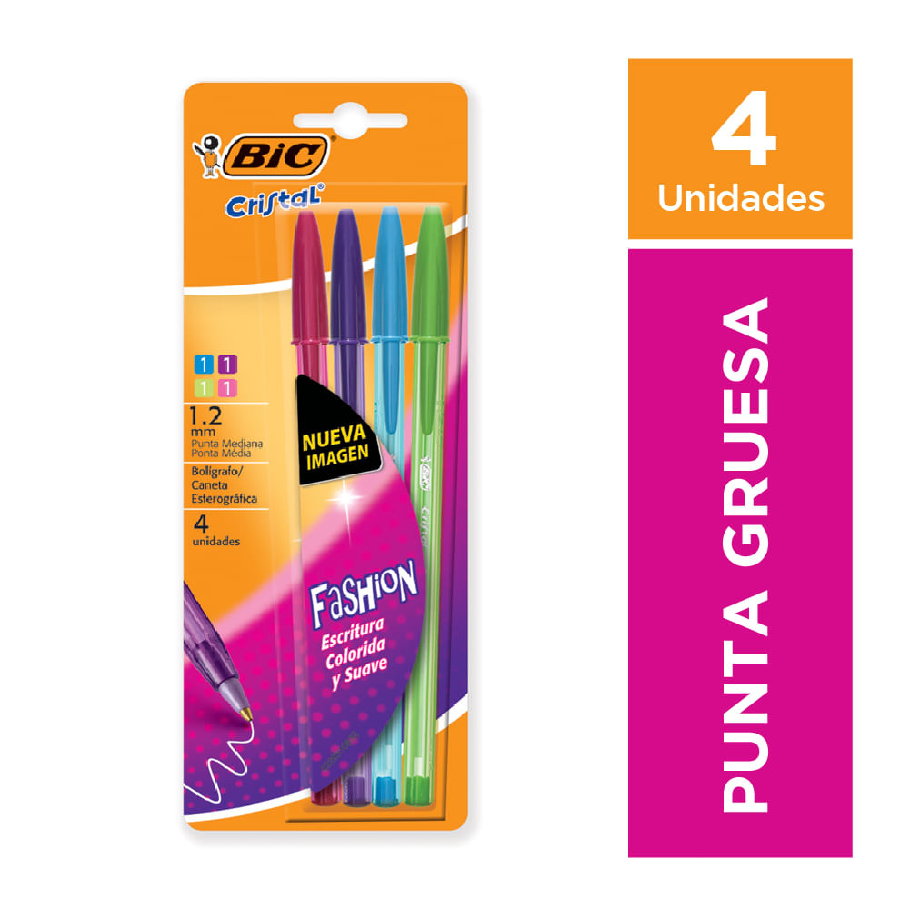 Boligrafo Cristal Fashion 1.2 Su Bl X4