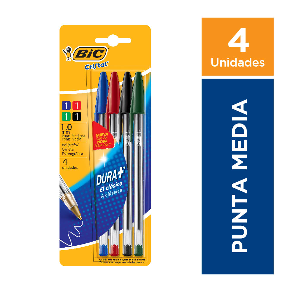 Boligrafo Cristal Bic   Surtido X 4