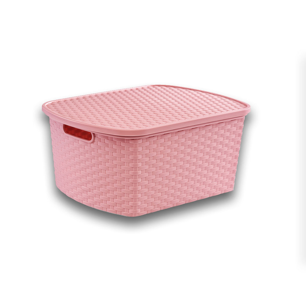Caja Ratan Con Tapa Rosa