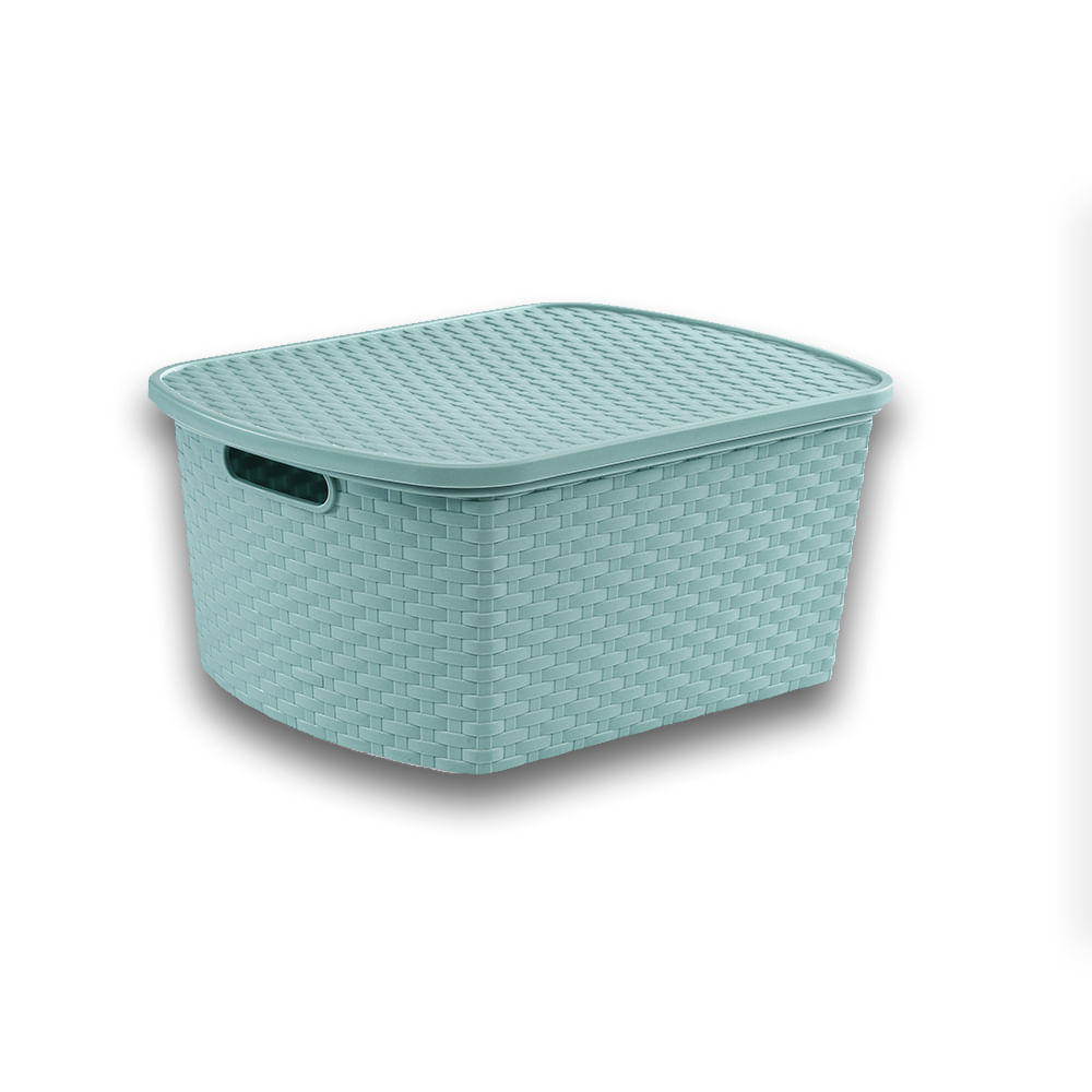Caja Ratan Con Tapa Verde