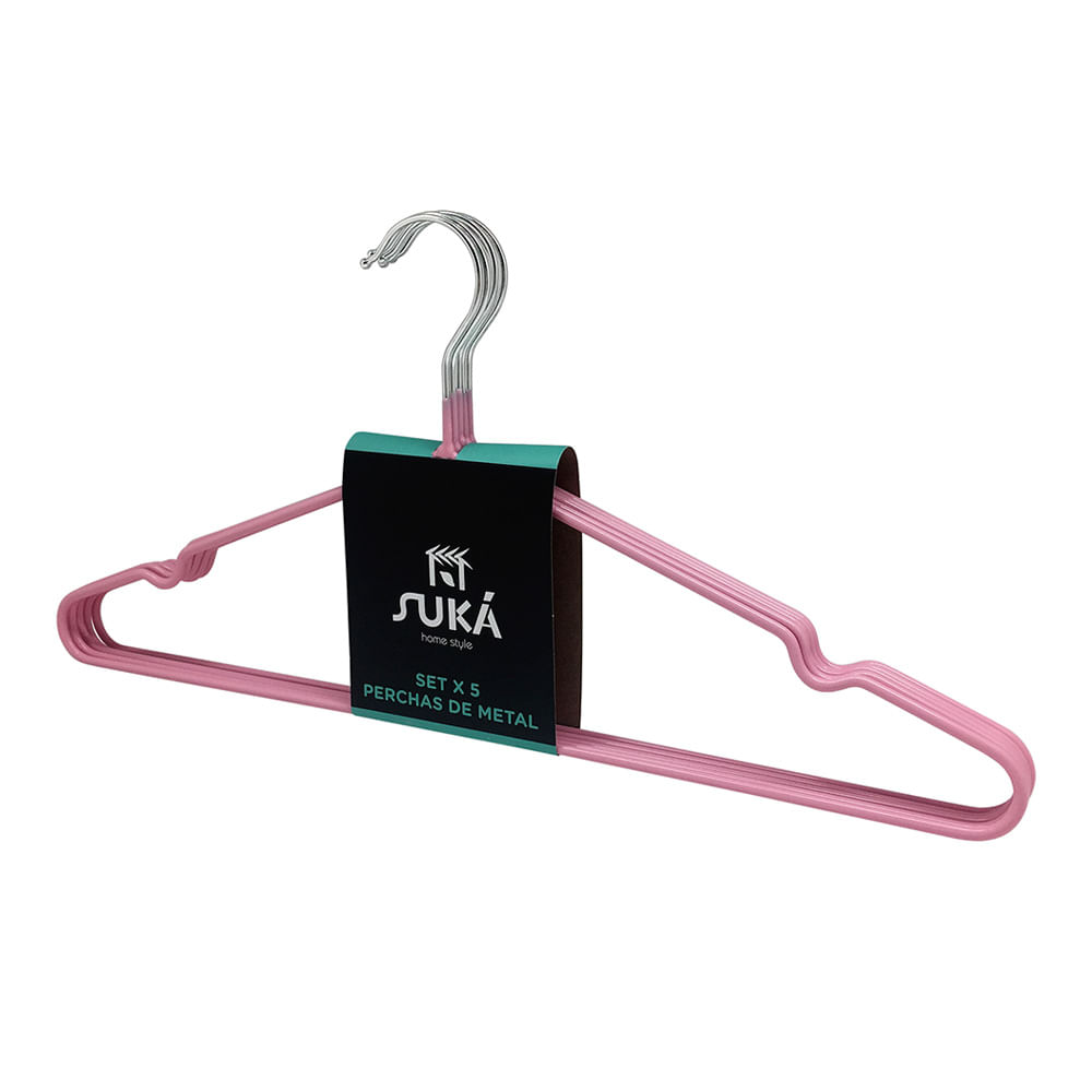 Pack De 5 Perchas Suka Metálica Pvc