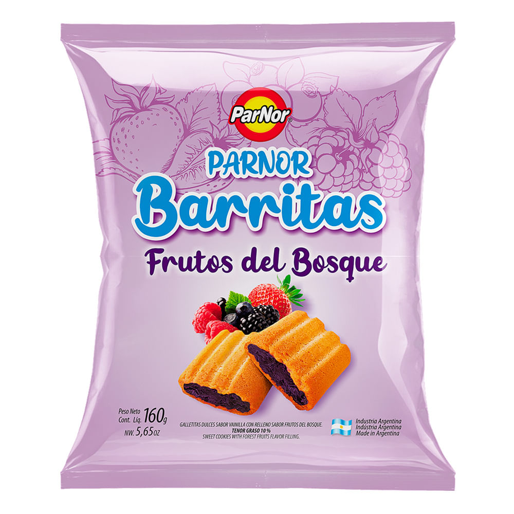 Galletitas Rellenas Parnor Barritas Frutos Bosque 160g