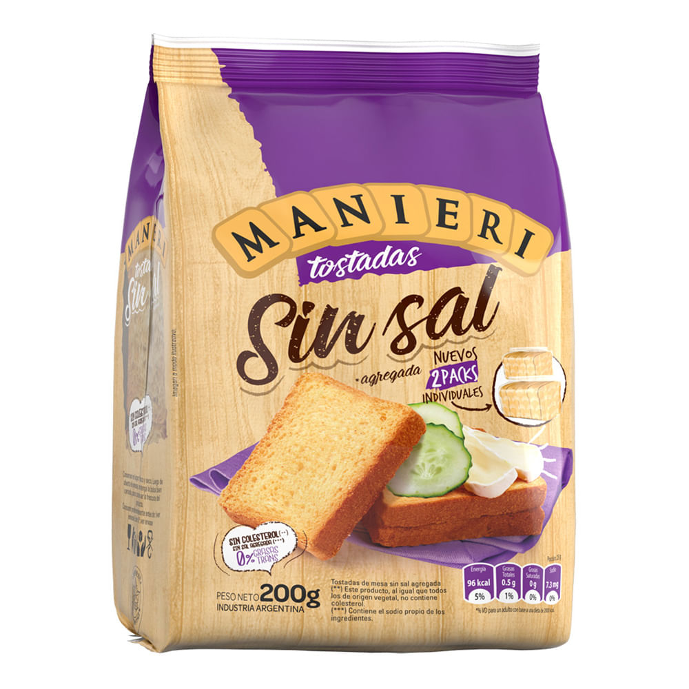 Tostadas De Mesa Manieri Sin Sal 200 G
