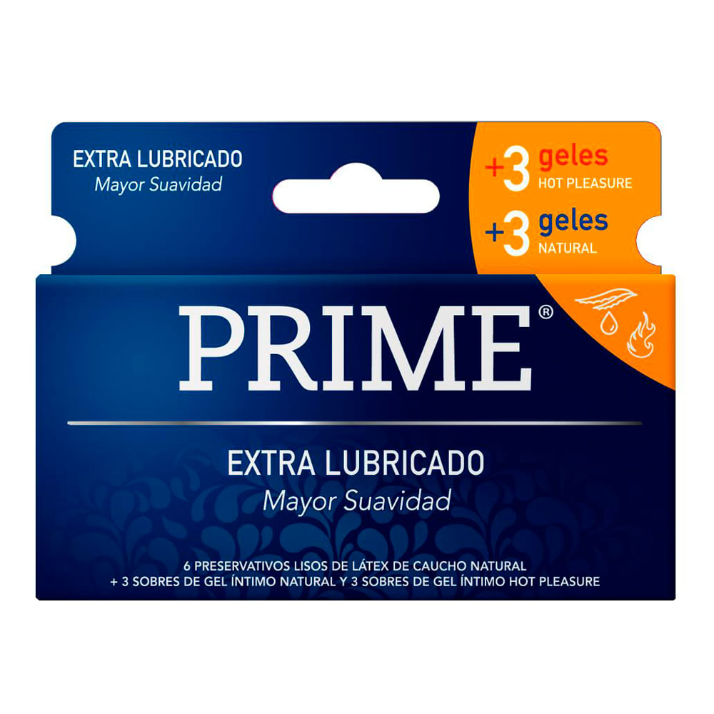 Preservativo Prime Extra Lubricante 6un + Geles
