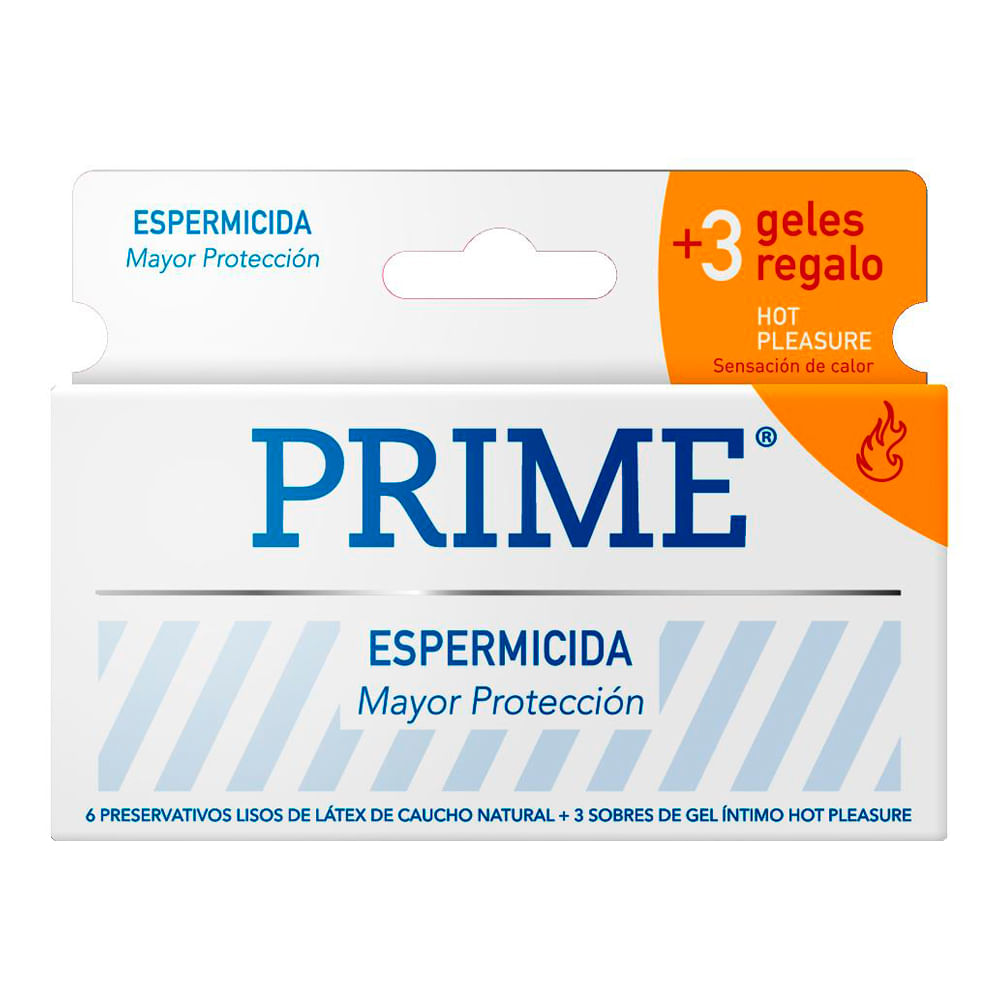 Preservativo Prime Espermicida 6un + Geles
