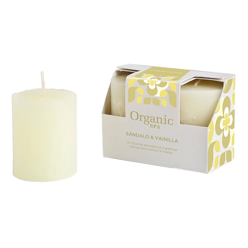 Velas Organic Spa Sándalo & Vainilla 2 U