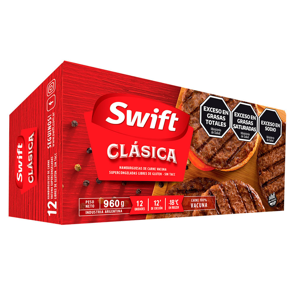 Hamburguesas Swift Clásicas 960g 12u