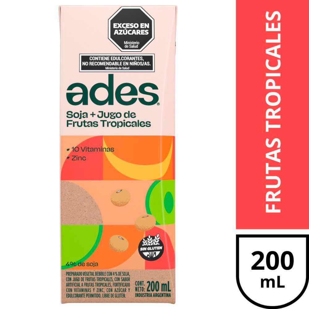 Ades Soja + Jugo De Frutas Tropicales 200 Ml