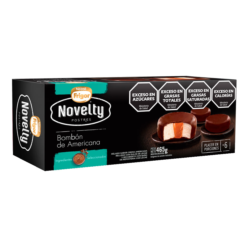 Helado Frigor Novelty Sabor Bombón Americana Relleno Con Dulce De Leche 465g 6u