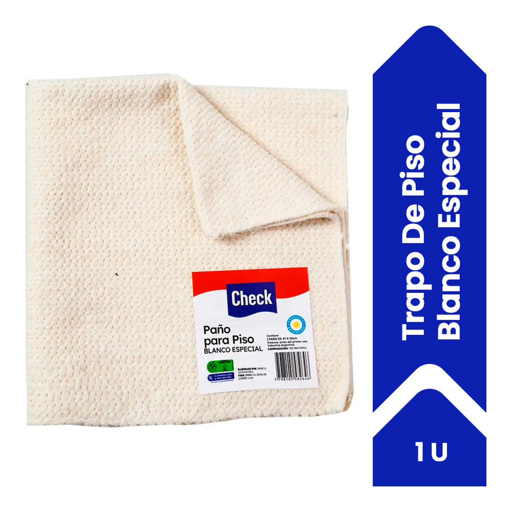 Trapo Piso Check Blanco 47 X 50 Cm