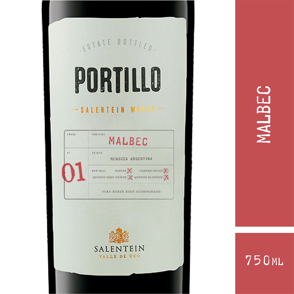 Vino Tinto Portillo Malbec 750 Ml