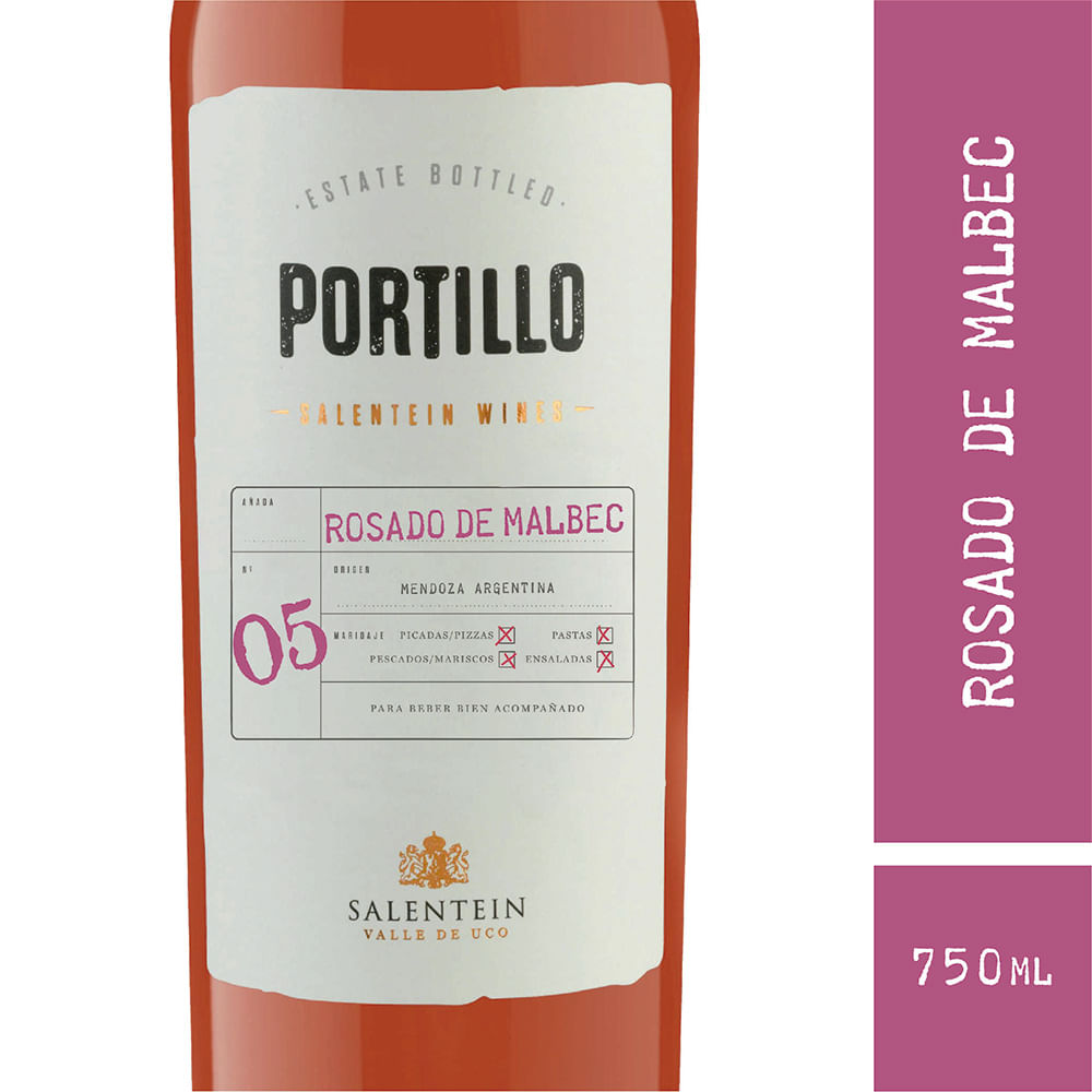 Vino Portillo Rosado De Malbec 750ml