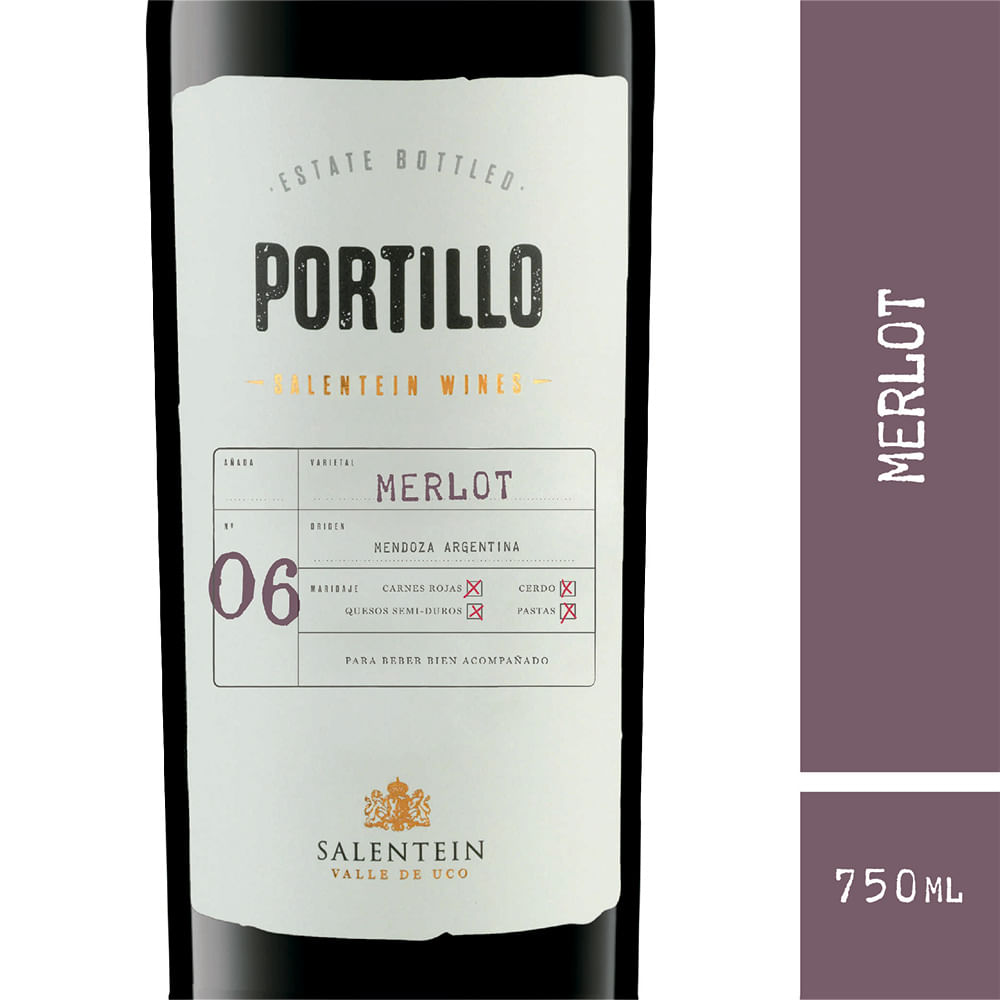 Vino Tinto Merlot Portillo 750 Ml
