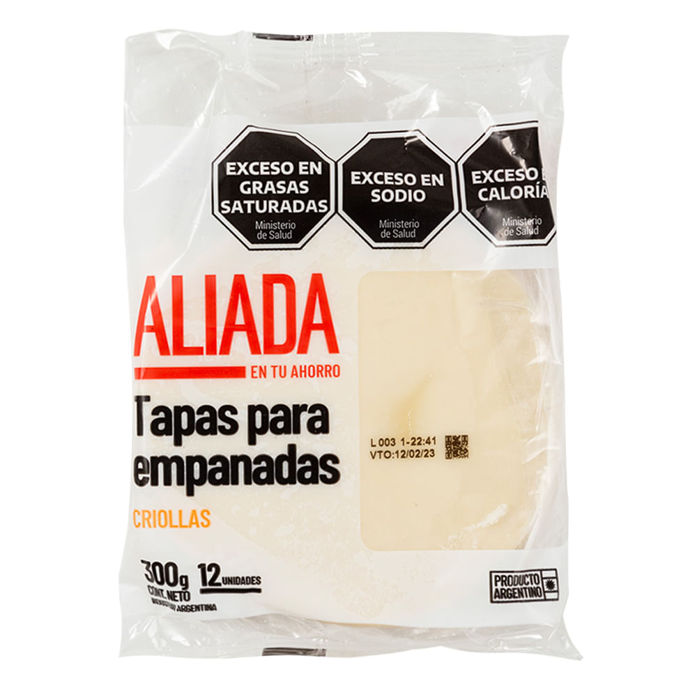 Tapas Para Empanadas Aliada Criollas 300g 12u