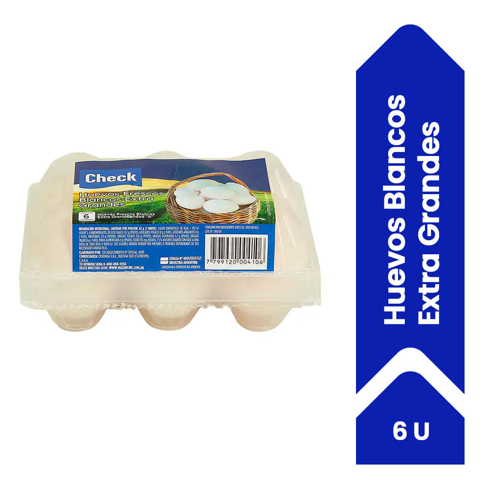 Huevos Blancos Check Extra Grandes 6u
