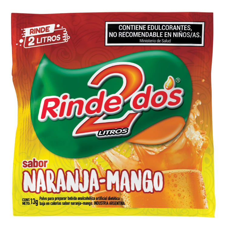 Jugo En Polvo Rinde 2 Sabor Naranja Mango 13 G