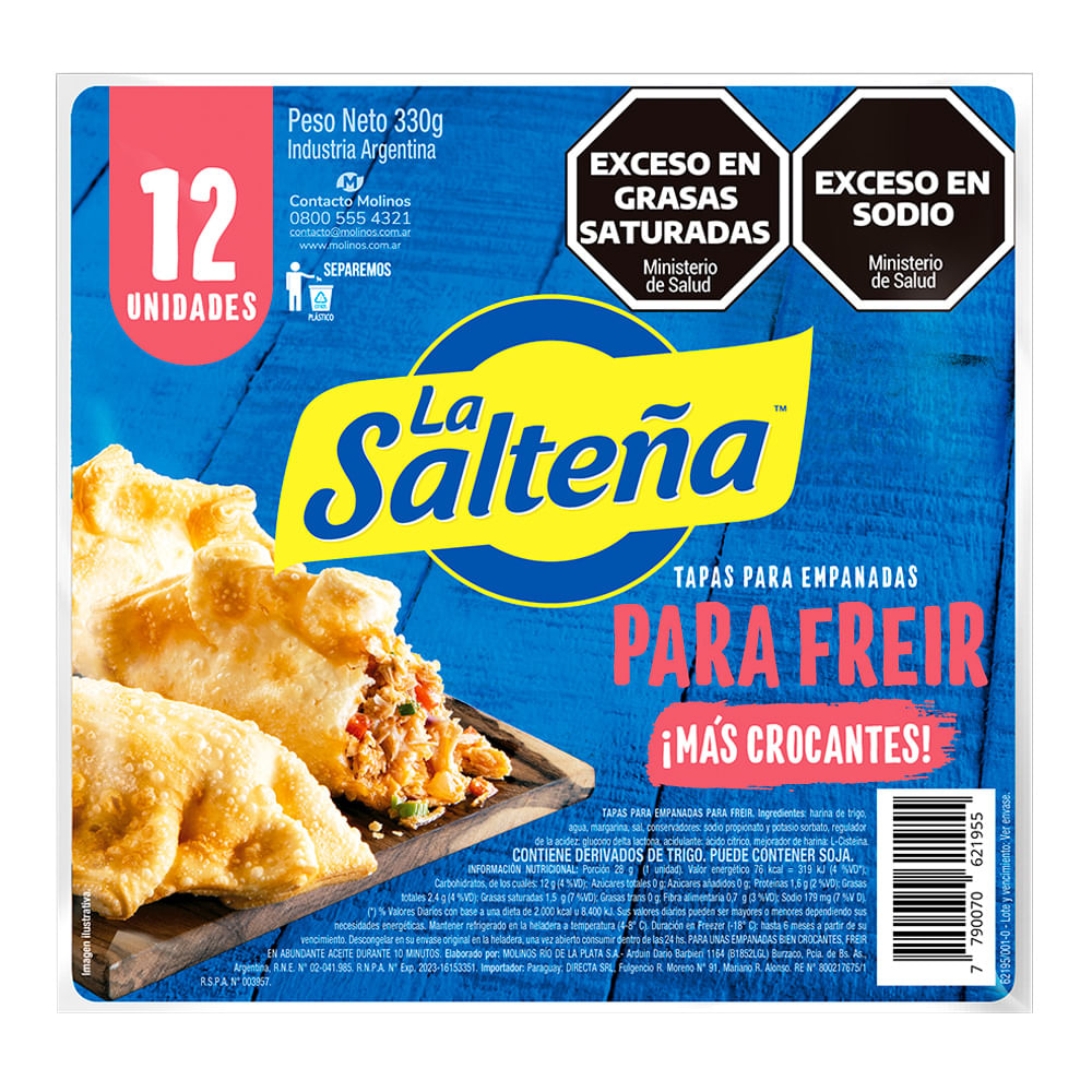 Tapas Para Empanadas La Salteña Para Freir 330 G 12u