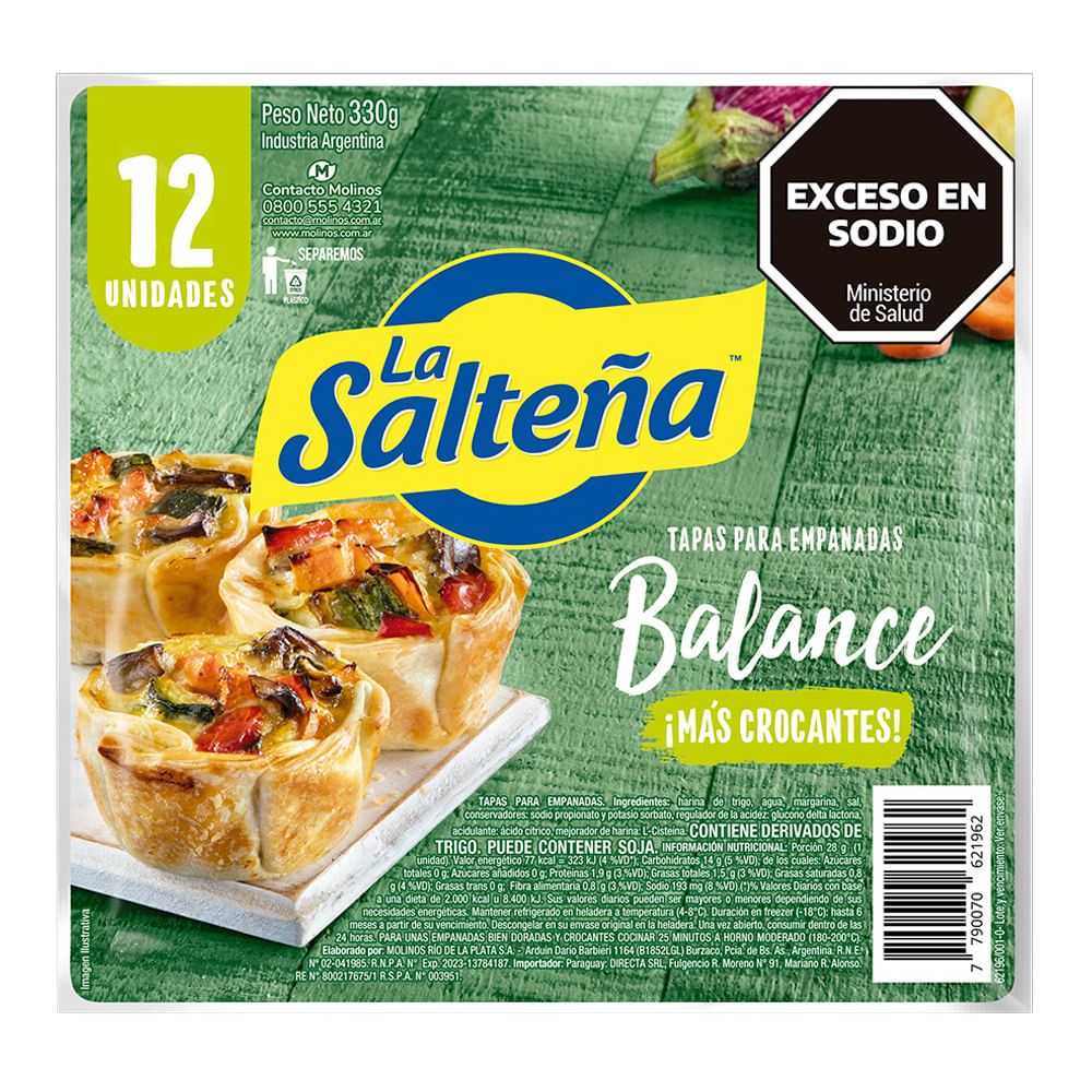 Tapas Para Empanadas La Salteña Balance 330 G 12u