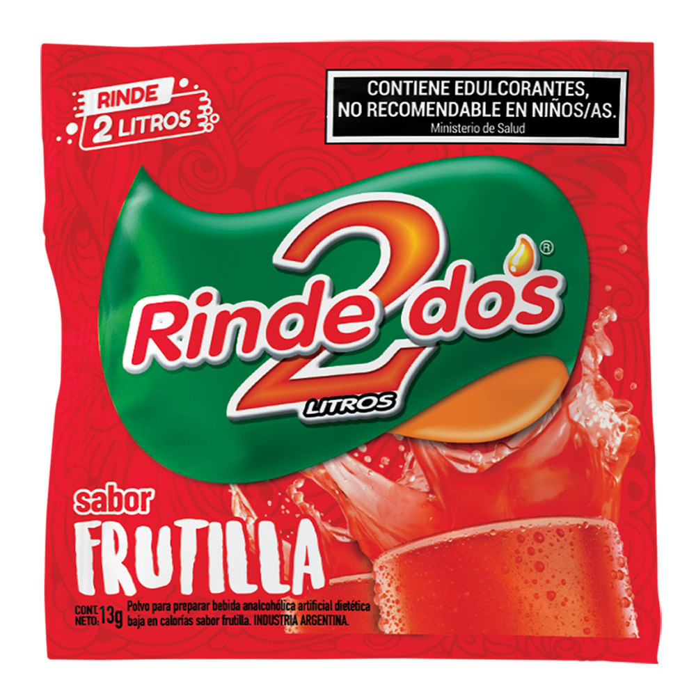 Jugo En Polvo Rinde 2 Sabor Frutilla 13 G