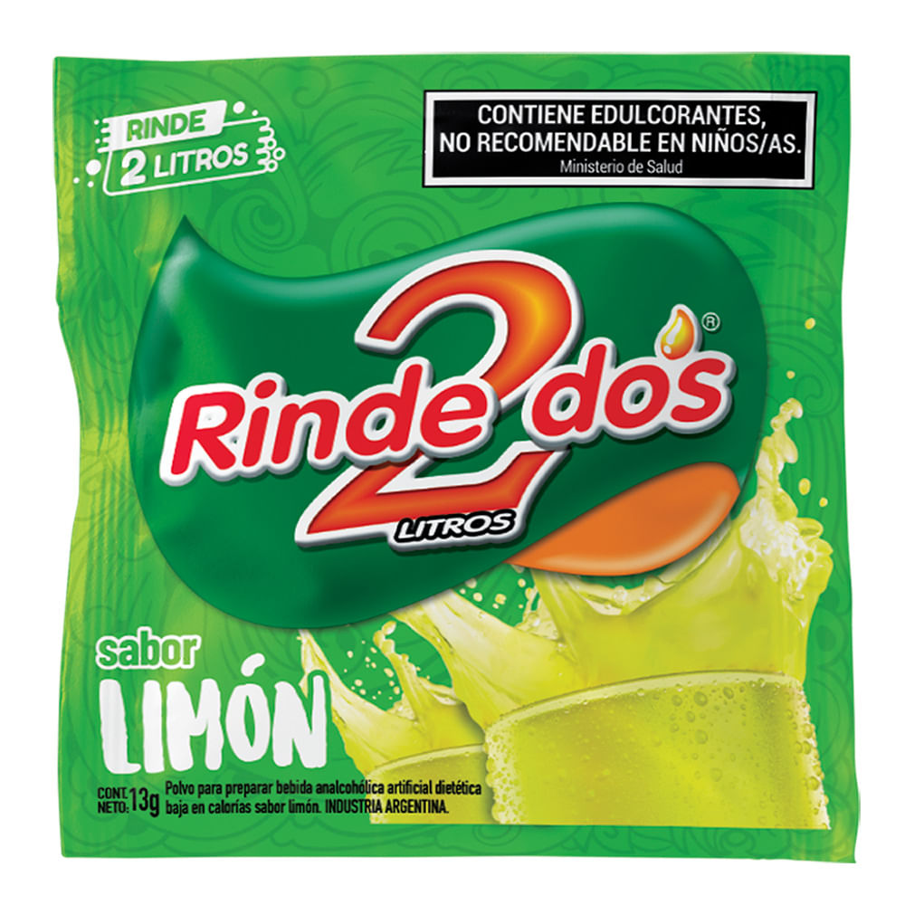 Jugo En Polvo Rinde 2 Sabor Limón 13 G