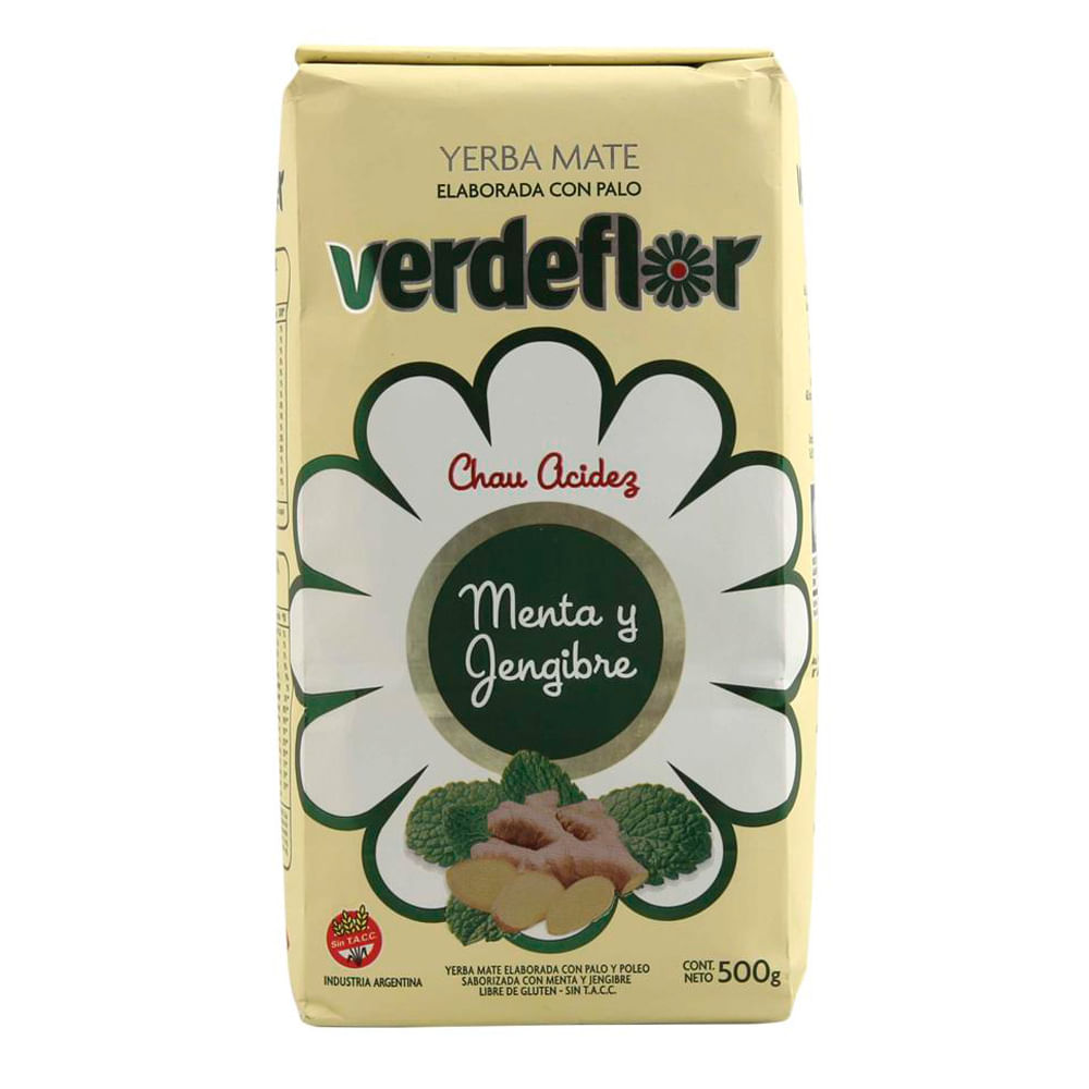 Yerba Mate Verdeflor Saborizada Con Menta Y Jengibre 500 G