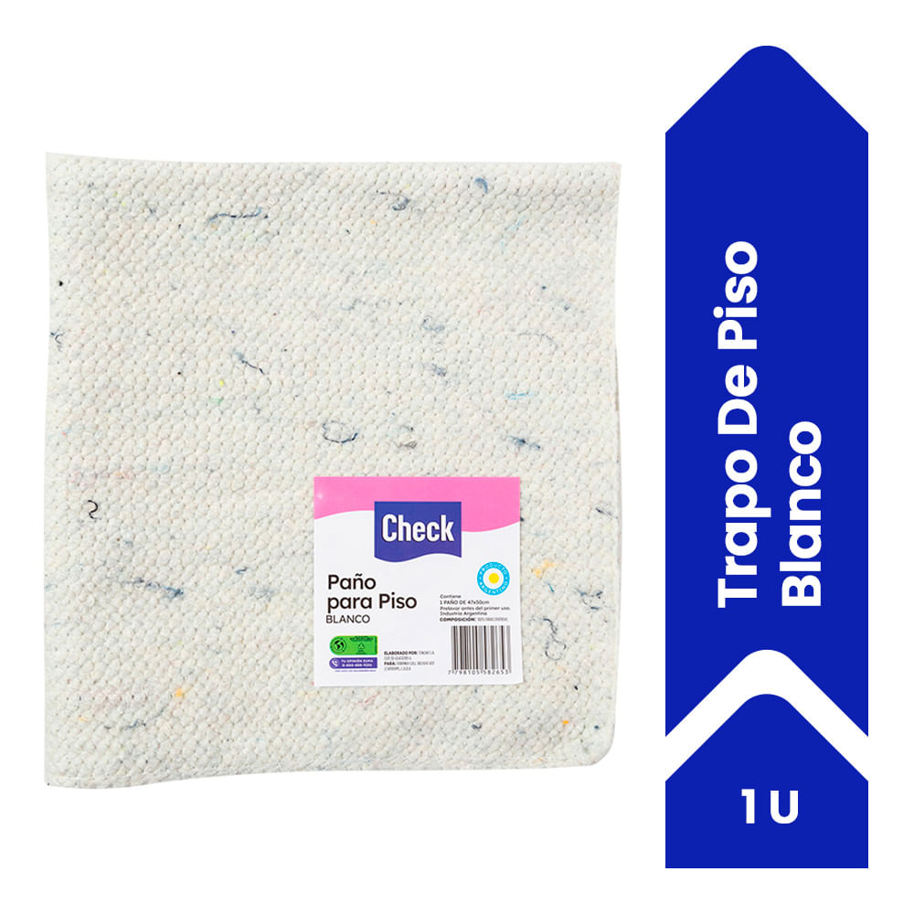 Trapo Piso Check Blanco 47 Cm X 50 Cm