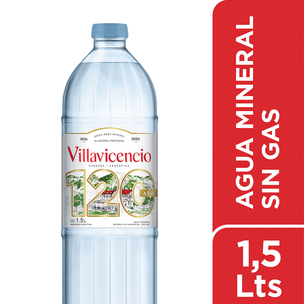 Agua Mineral sin Gas Pet Villavicencio 1.5 Lt