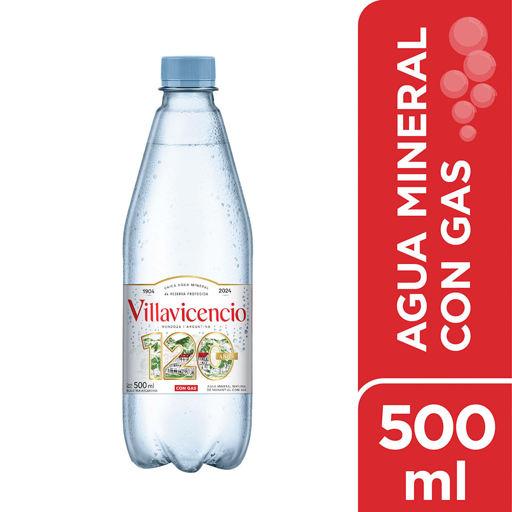 Agua Mineral con Gas Pet Villavicencio 500 Ml