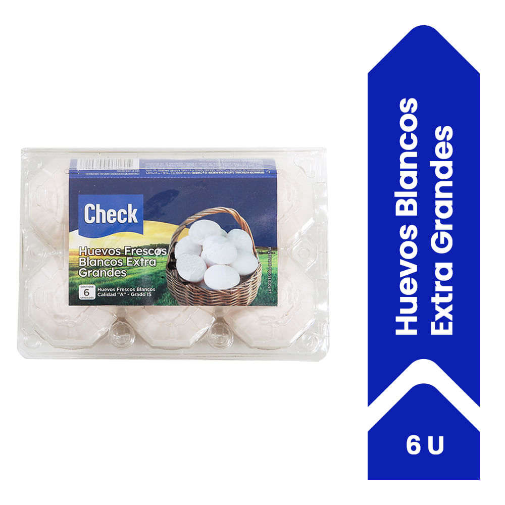 Huevos Blancos Check Extra Grandes 6 U