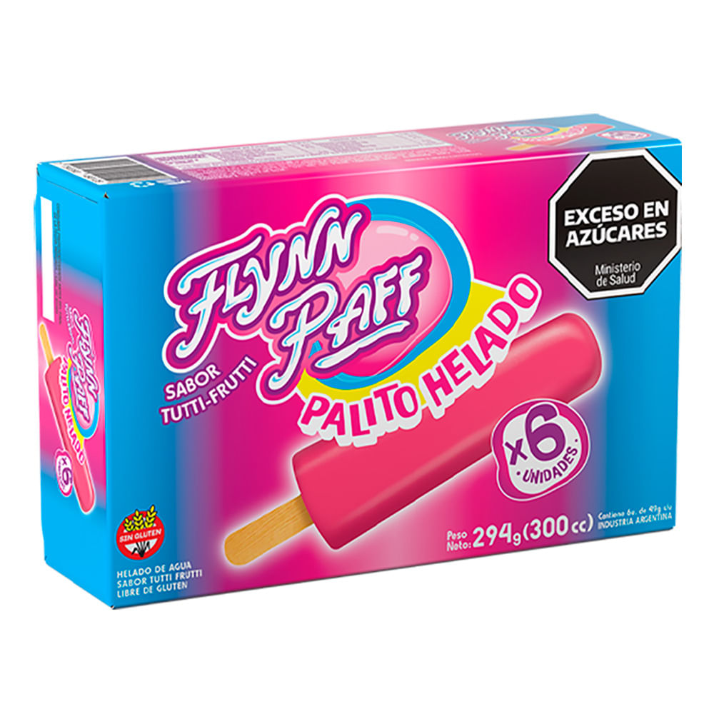 Helado De Palito Flynn Paff Sabor Tutti Frutti 6 U  294 G