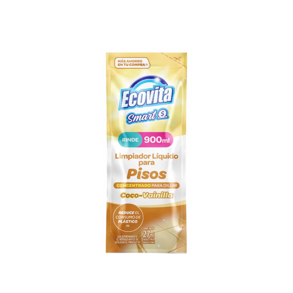 Limpiador Líquido Para Pisos Ecovita Smart Concentrado Coco Vainilla 27 Ml
