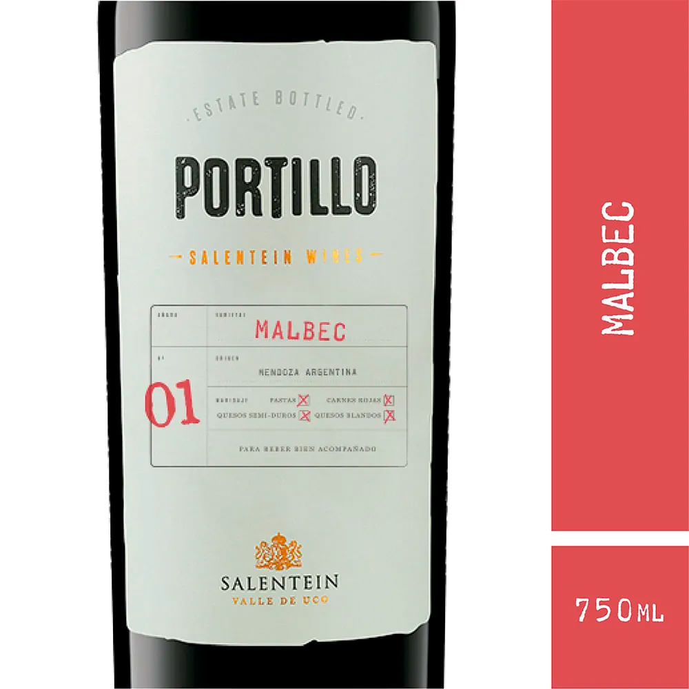 Vino Tinto Malbec Portillo 750 Ml