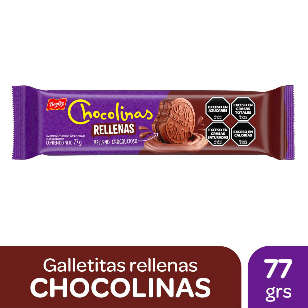 Galletitas Dulces Chocolinas Rellenas 77 G
